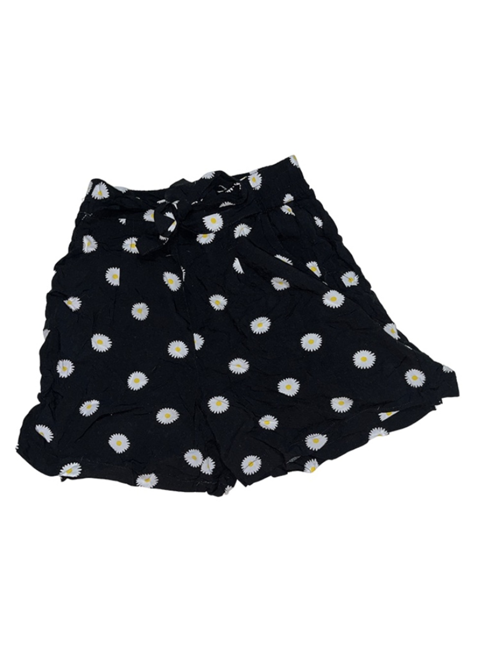 Daisy Print Black High Waisted Shorts